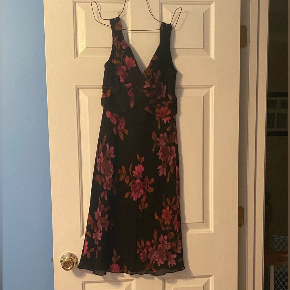 MIDI black & purple floral dress